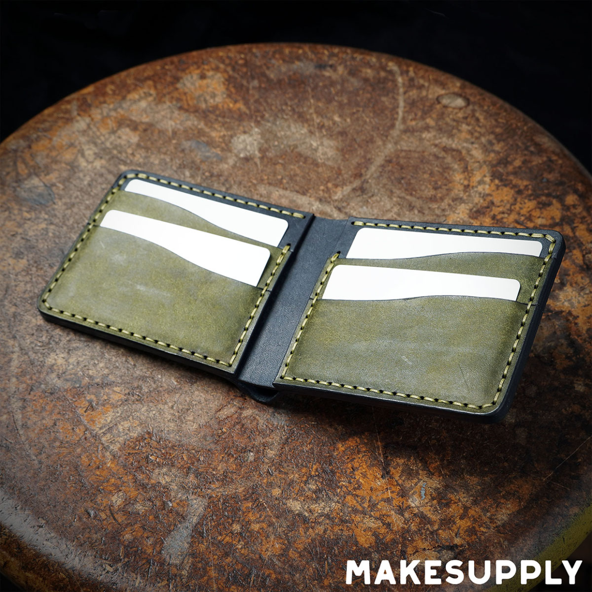 open leather bi fold wallet showing card slots free pdf wallet pattern