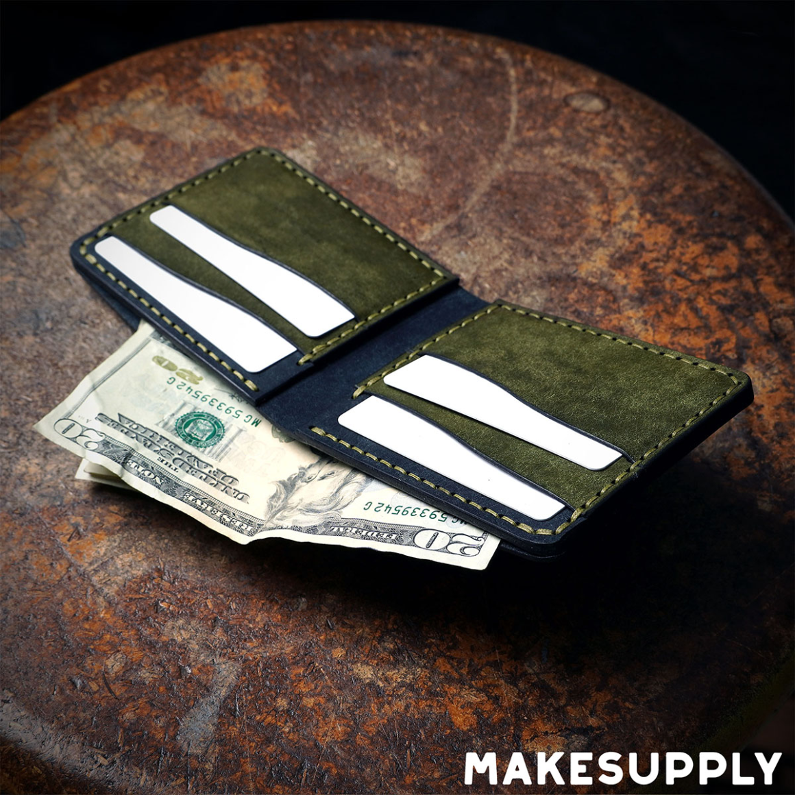 leather bi fold wallet with cash and card pockets handmade wallet template