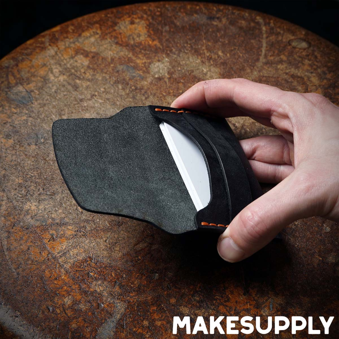 leather flap wallet pattern demonstrating flap closure and slim card storage