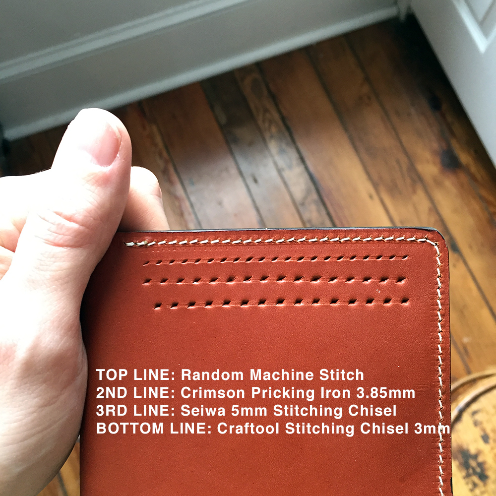 Crimson Leather Pricking Irons - Chisel Hole Comparison