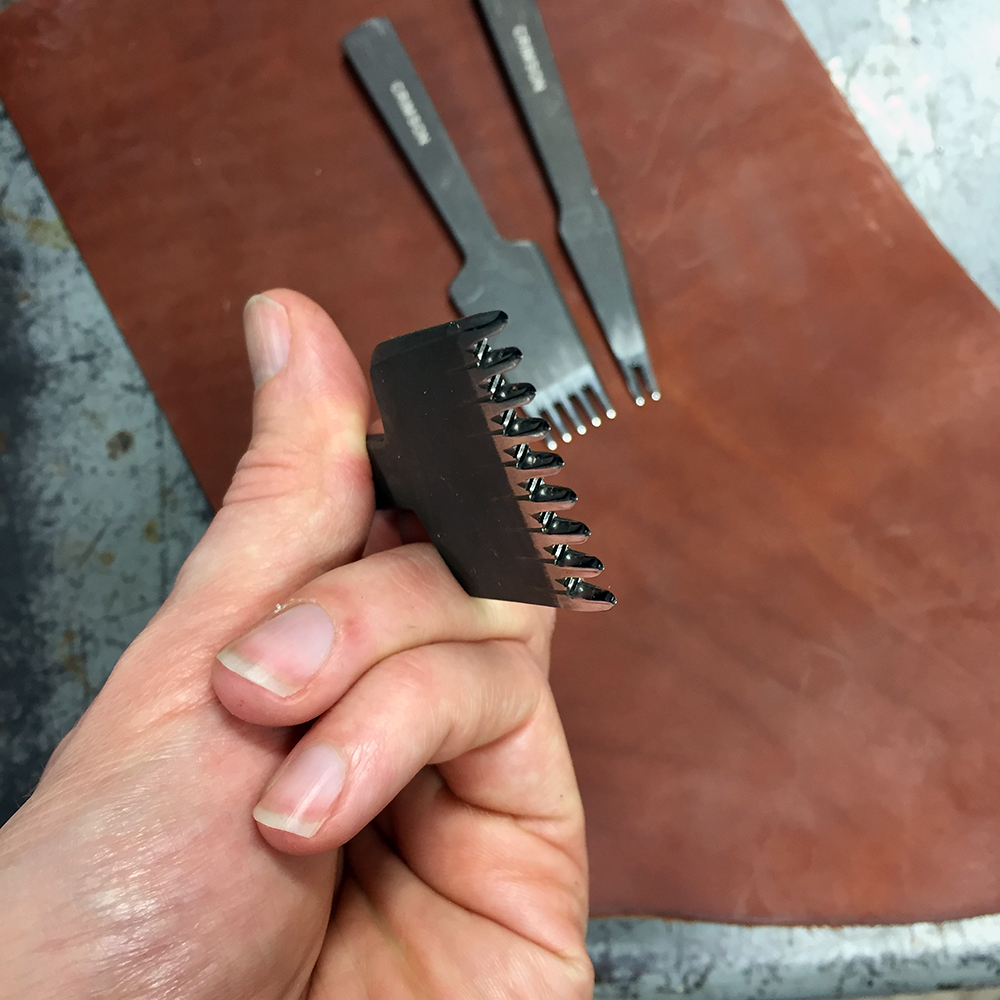 Crimson Hide Leather Pricking Iron - Polished Tips