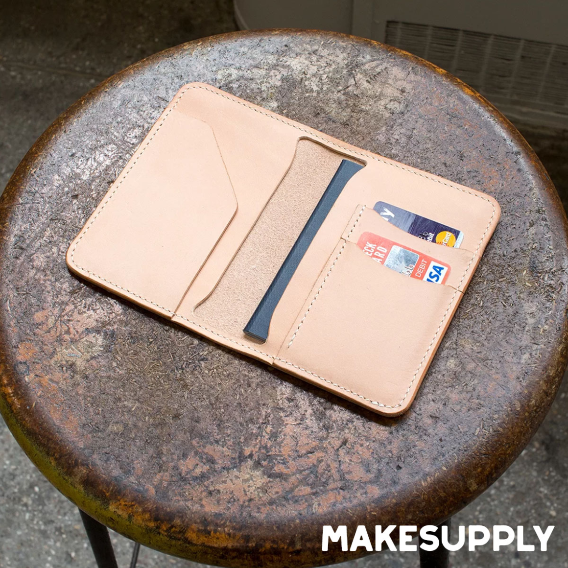 leather passport holder pattern showing interior card pockets