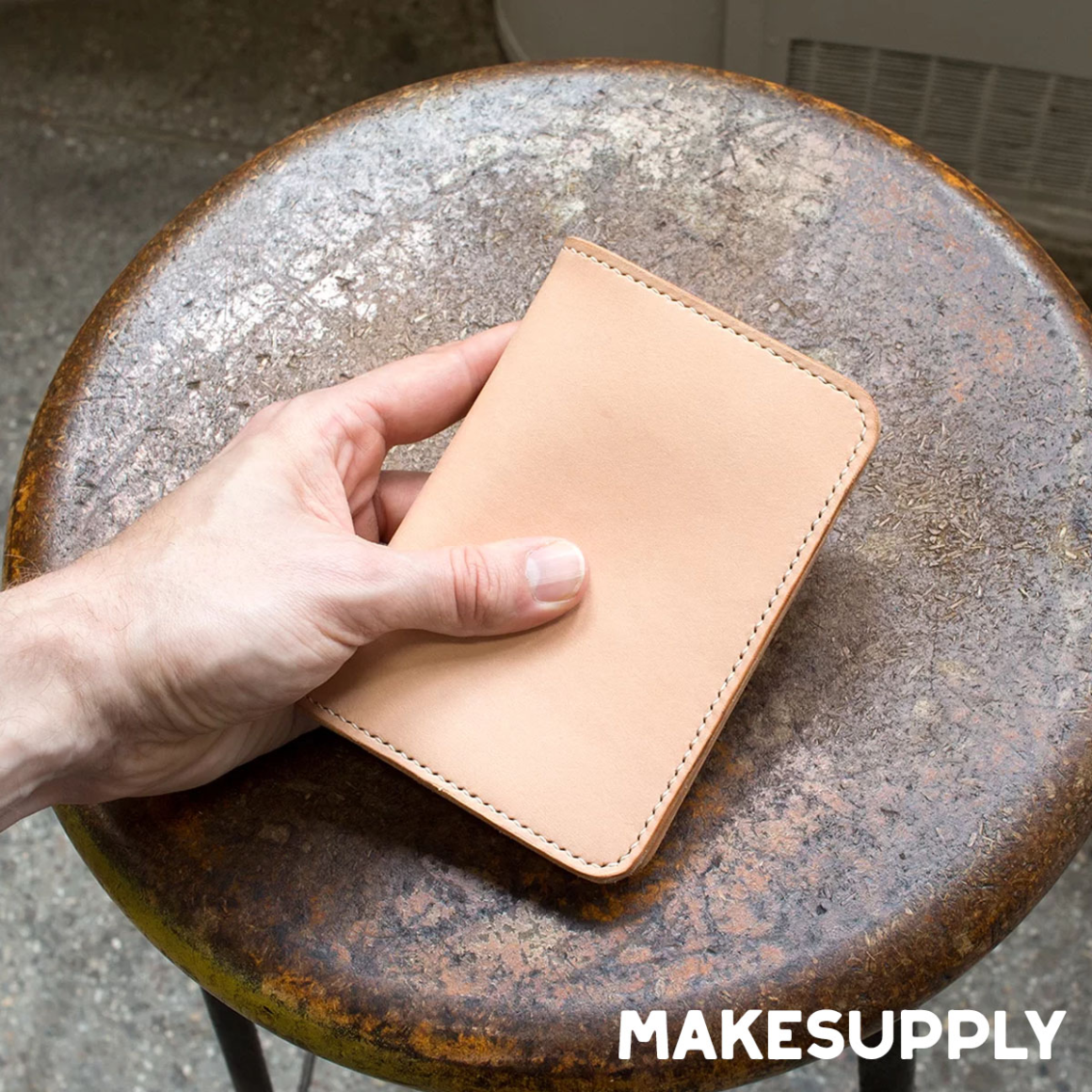 finished leather passport wallet made from free PDF template
