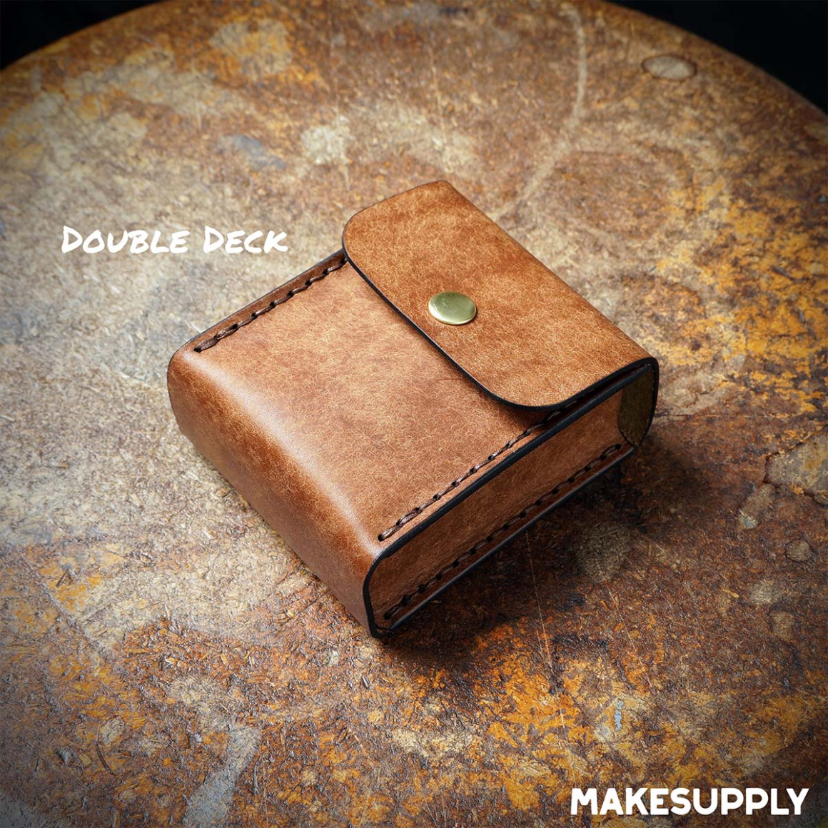 double deck leather playing card case handmade