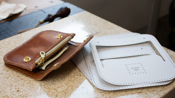 free leather mini trucker wallet PDF template set