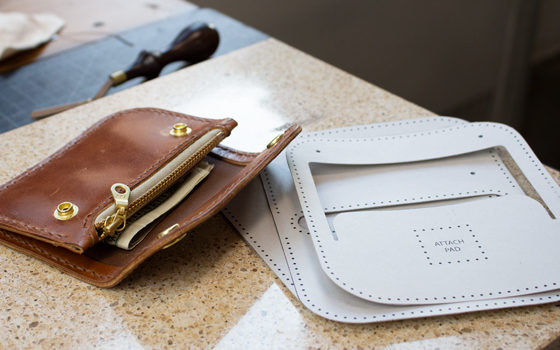 free leather mini trucker wallet PDF template set