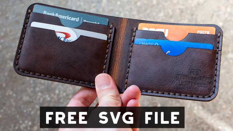 Free laser cut leather wallet from SVG pattern, hand stitched bi-fold design