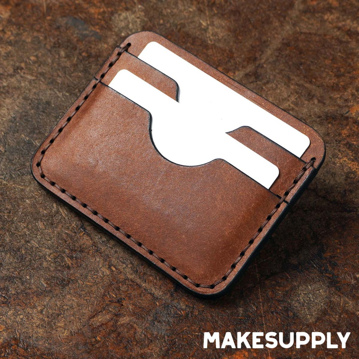 Leather 5 pocket card holder with slim front card slots