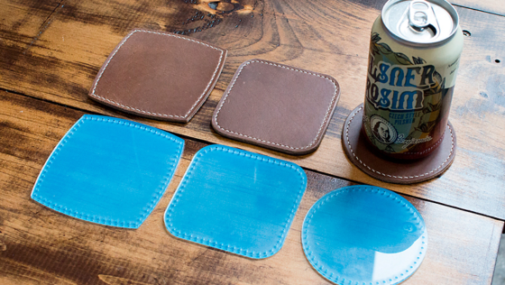 free leather drink coasters pattern finished examples with printable template