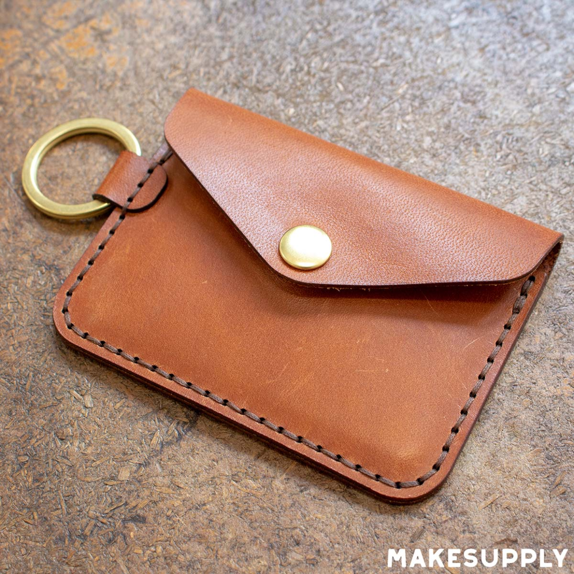 Free leather keychain snap wallet finished example with snap closure