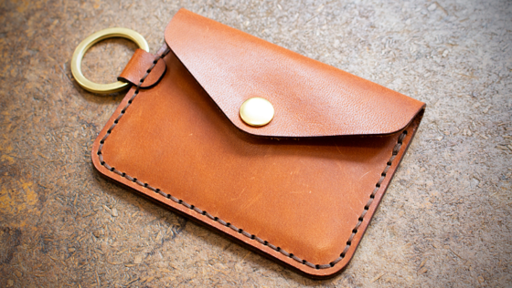Free leather keychain snap wallet pattern shown finished with key ring