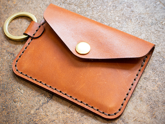 Free leather keychain snap wallet pattern shown finished with key ring
