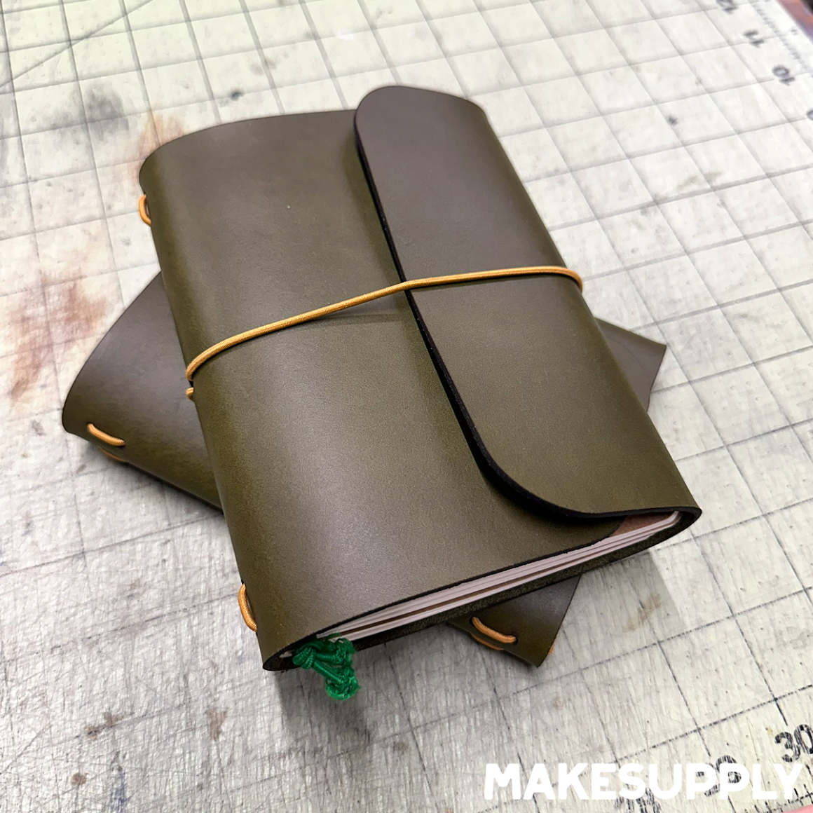 Finished A6 trifold leather traveler notebook covers with elastic closure